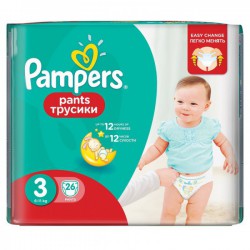 Подгузники-трусики, Pampers (Памперс) 6-11 кг №26 миди